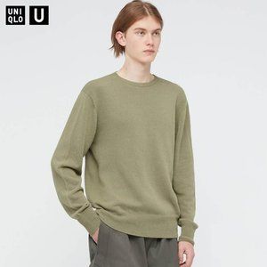 Uniqlo U 3D Crew Neck Long-Sleeve Sweater, Olive / Orange, US M